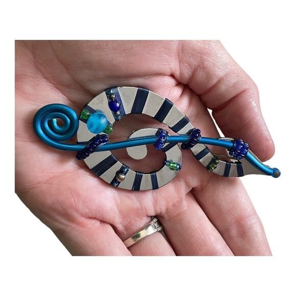 Vintage Liztech Artisian Signed Brooch Treble Clef Music Note - Picture 10 of 11